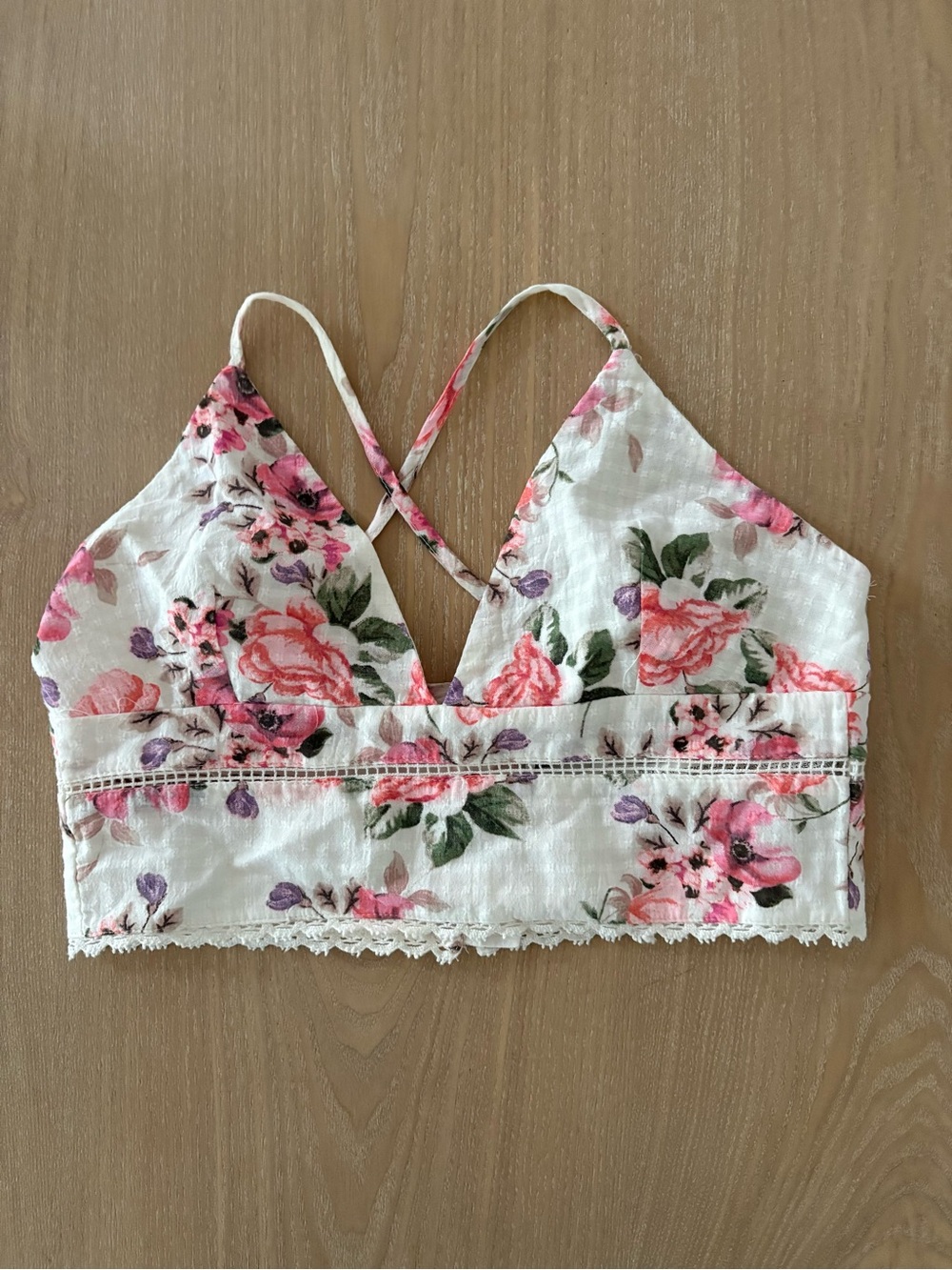 Zara Floral Cropped Bralette - XS